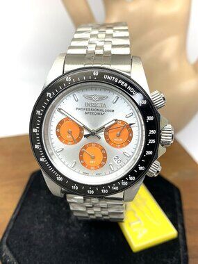 Invicta Men's Watch 31003 Speedway Quartz Silver Orange Dial Steel 39.5mm